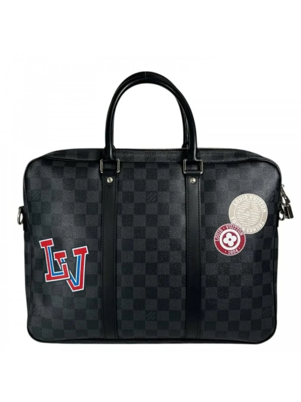 Louis Vuitton Handbag Travel Damier Canvas Black Silver